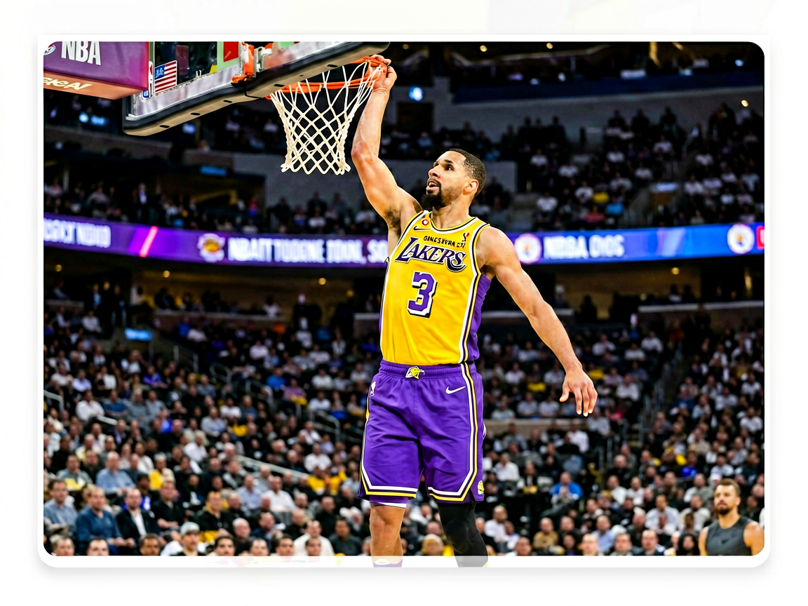 NBA常规赛精彩瞬间，球员完成扣篮动作